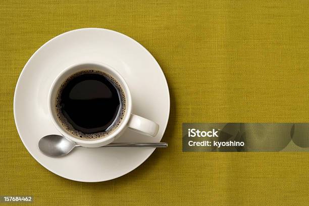 ブラックコーヒーやスプーンの緑のテーブルクロスコピースペース付き - コーヒーのストックフォトや画像を多数ご用意 - コーヒー, スプーン, エスプレッソ
