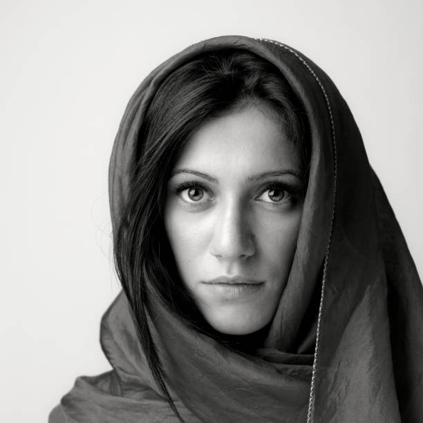 istock Young woman in red scarf 157684515