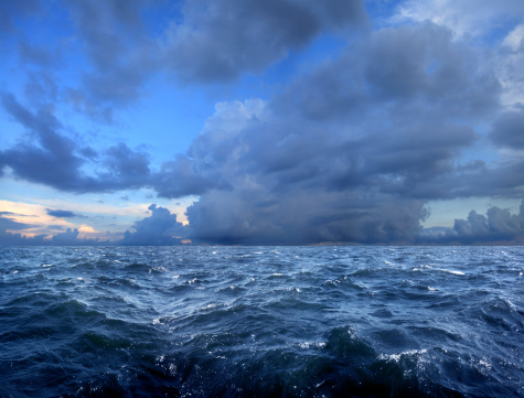 seascape from Mediterranean Sea in stormy morning. 