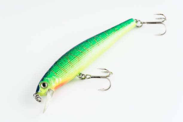 istock Bright green minnow plastic fishing lure 1576847196