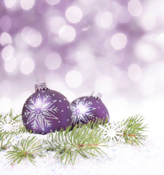 istock Purple Baubles with Christmas Lights 157684837