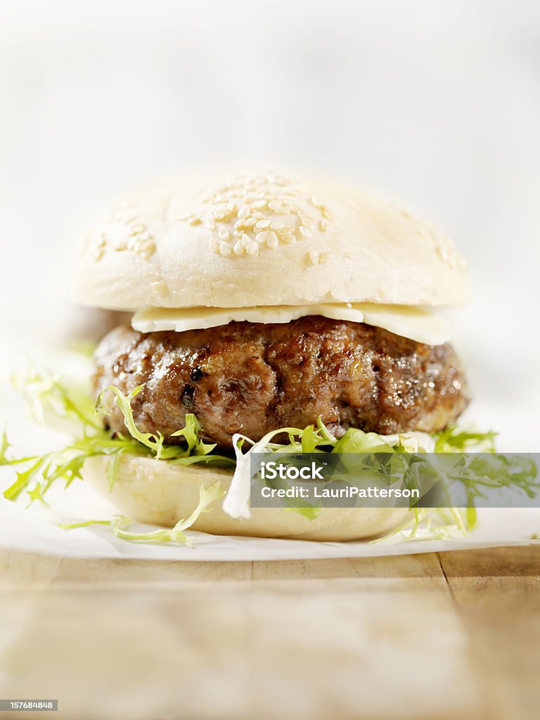 Mini-Hamburger mit Käse und Havarti - Lizenzfrei Ansicht aus erhöhter Perspektive Stock-Foto