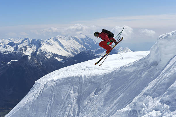 Free ride skier in extreme jump  extreme skiing stock pictures, royalty-free photos & images