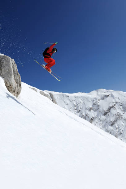 istock Extreme free ride skier jumping 157685224