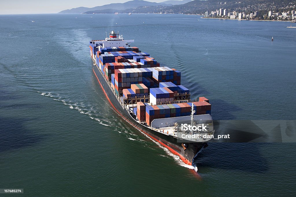 Frachtschiff - Lizenzfrei Ansicht aus erhöhter Perspektive Stock-Foto