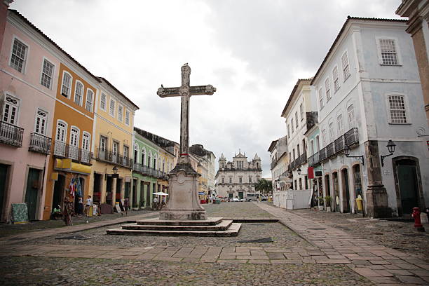 Terreiro de Jesus square and Pelourinho, Salvador, Bahia, Brazil. stock photo