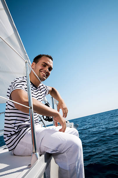 istock Attractive male on the yacht 157685455