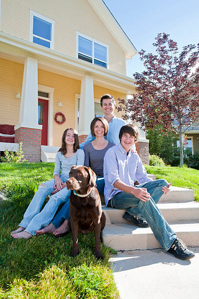istock Family portrait outside home 157685619