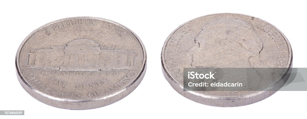 격리됨에 미국 5 센트 (니켈)-높은 앵글을 - 로열티 프리 0명 스톡 사진
