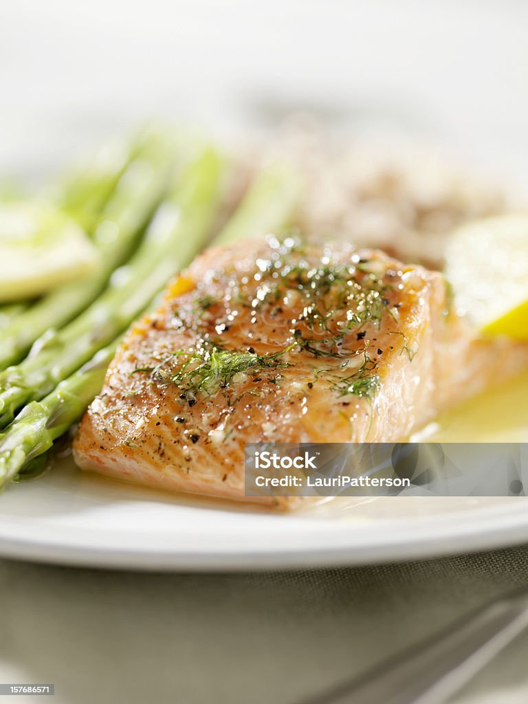 Grilled Salmon with Fresh Dill  Salmon - Seafood Stock Photo