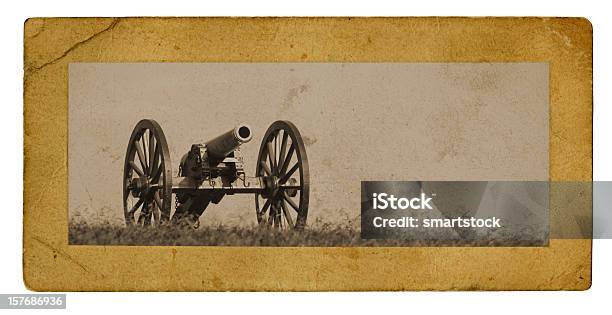 Civil War Cannon Photograph On Aged Carboard Frame Stock Photo - Download Image Now - Union Army, American Civil War, American Culture