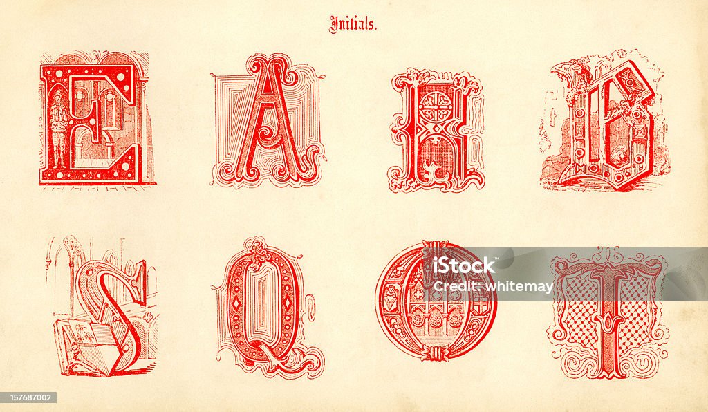 Mittelalterliche-Initialen - Lizenzfrei Buchmalerei Stock-Illustration