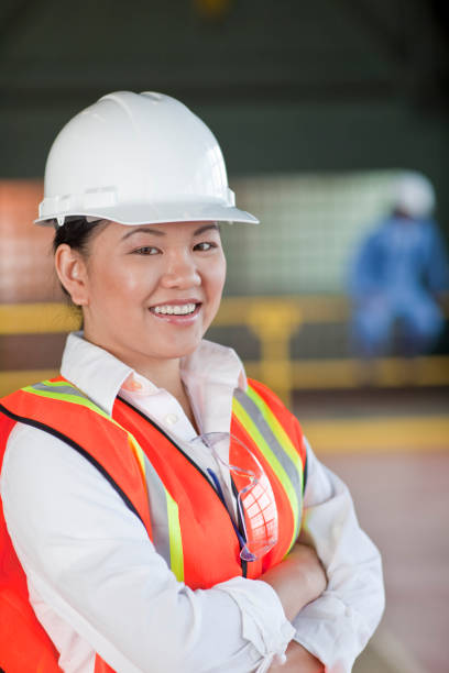 istock Asian woman in factory 157687121