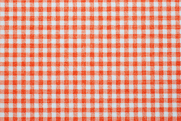 Red and white seamless plaid background template orange and white gingham pattern fabric gingham stock pictures, royalty-free photos & images