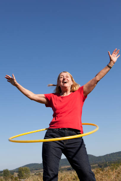 istock Happy Senior Woman with Hoop. Exercise. 157687401