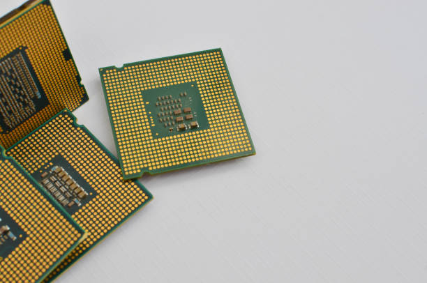 istock Technology concept in evidence with a close-up of a powerful computer processor on a shiny surface. 1576906533