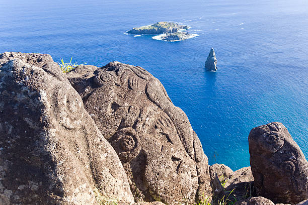 Moai at Ahu Akahanga on Easter Island, Chile.