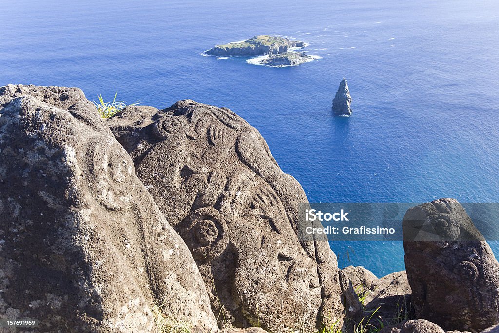 Petroglyph из birdman на Остров Пасхи чили - Стоковые фото Остров Пасхи роялти-фри