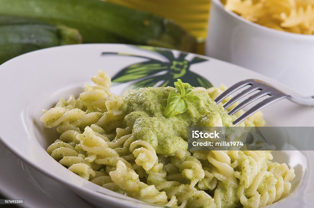 Pasta with zucchini pesto. Appetizer Stock Photo