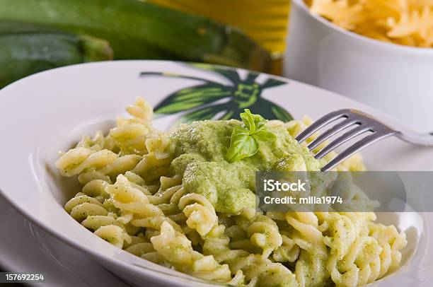 Pasta With Zucchini Pesto Stock Photo - Download Image Now - Appetizer, Basil, Cheese