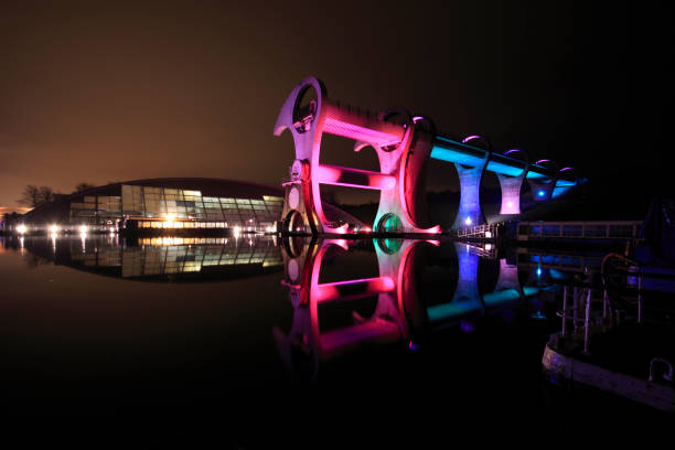 Falkirk wheel and water canals at glasgow edinburgh scotland england UK