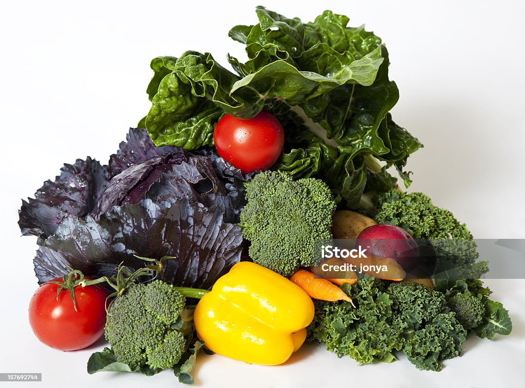 Composition de différents fruits et légumes - Photo de Chou frisé libre de droits
