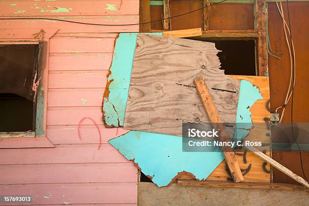 Caribbean Home Boarded Up After Hurricane To Repair Damage Stock Photo - Download Image Now