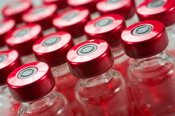 Rows of medicine or vaccine vials