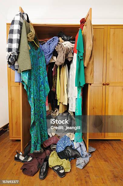 Untidy Wardrobe Stock Photo - Download Image Now - Bedroom, Closet, Cleaning