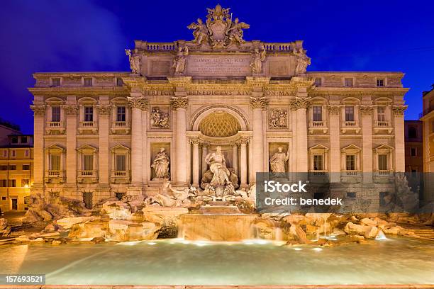 Trevibrunnen Rom Italien Stockfoto und mehr Bilder von Architektur - Architektur, Barock, Beleuchtet