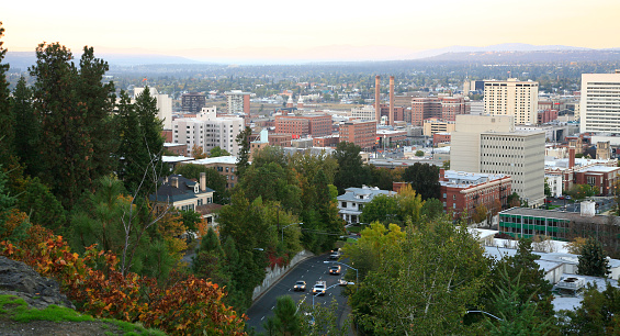 Aerial Portland Downtown, Oregon, United States
