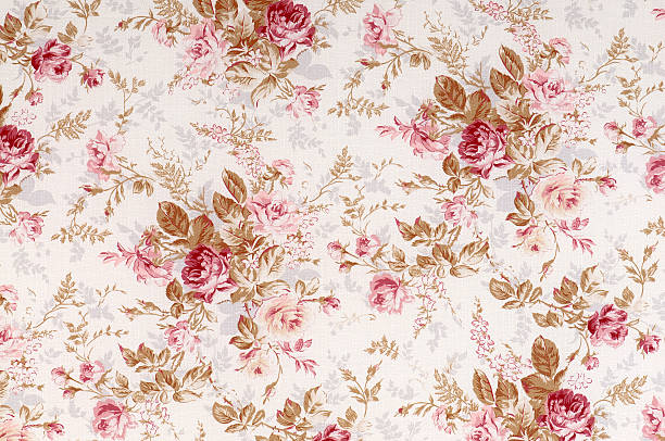 Kwiatowy stary świat Róża tradycyjna tkanina – zdjęcie