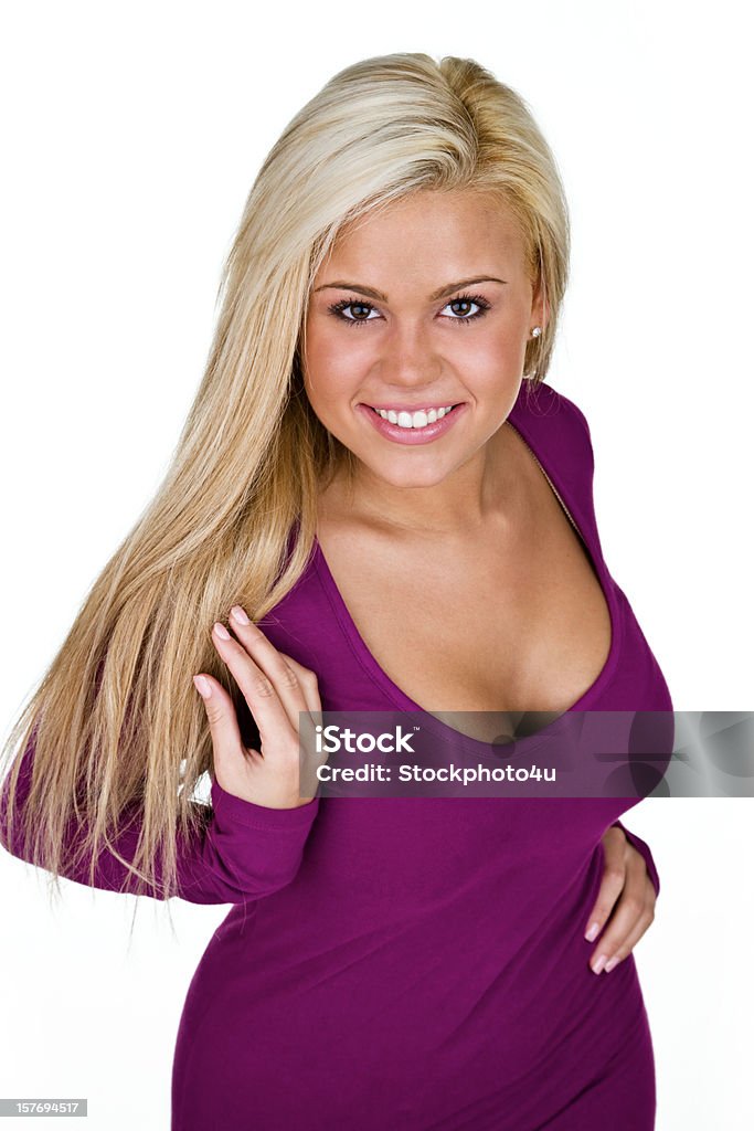 Bela Loira mulher isolado em fundo branco - Royalty-free 16-17 Anos Foto de stock