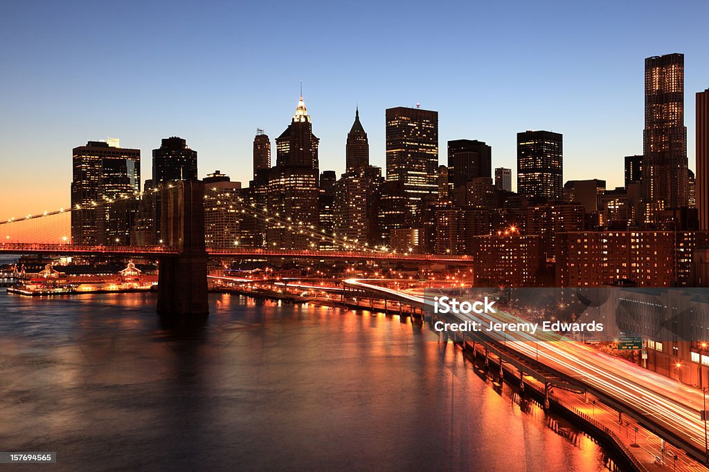 Ponte di Brooklyn, FDR Drive e nel centro di New York - Foto stock royalty-free di Ambientazione esterna
