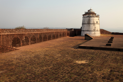 Gwalior Fort in the city of Gwalior, in the state of Madhya Pradesh, India. It stands on an isolated rock, overlooking Gwalior. It dates from the early part of the 6th century although earlier structures on the site date from the 1st century. It is one of the biggest forts in India.