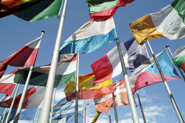 istock flaggs for europe in front of blue sky 157695025