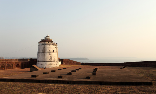 Aguada Fort, historic site in Northern Goa, India.