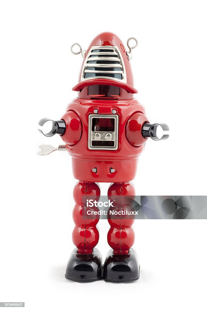 piloto paz entregar Metal Roja Robots De Juguete Foto de stock y más banco de imágenes de Robot  - Robot, Juguete, Fondo blanco - iStock