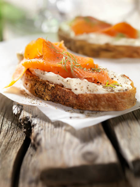 istock Smoked Salmon Canapes with Cream Cheese 157695575