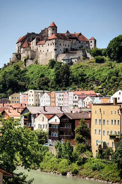 The medieval Bavarian village of Burghausen, with Europe's longest castle, known as the "Burg zu Burghausen" (Burghausen Castle).
