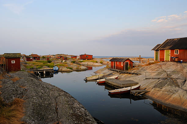 Sunrise in the archipelago stock photo