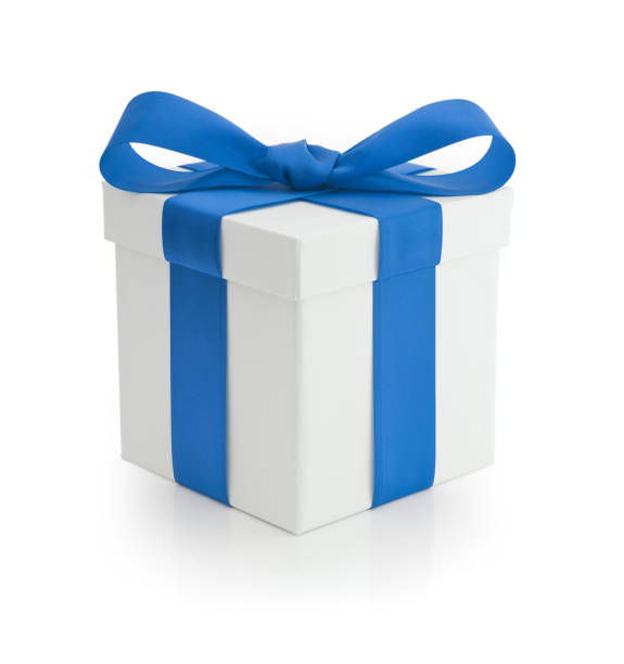 cadeaux ruban bleu - gift blue gift box box photos et images de collection