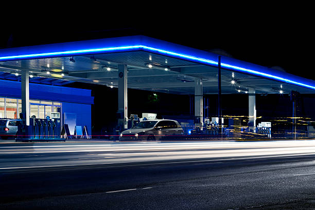 istock Gas station at night 157695905