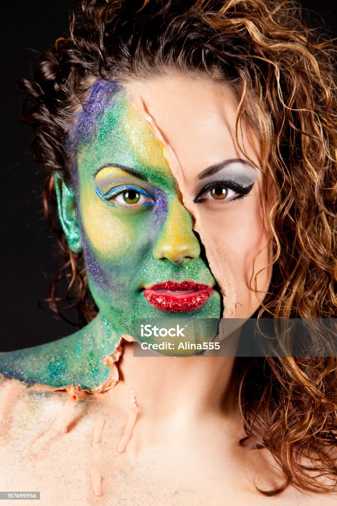 Sexy donna alien due-face - Foto stock royalty-free di Avere una doppia faccia