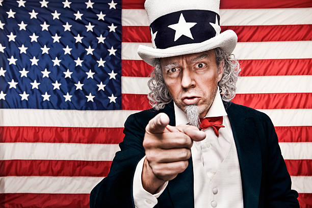 American Flag with Uncle Sam pointing at you stock photo