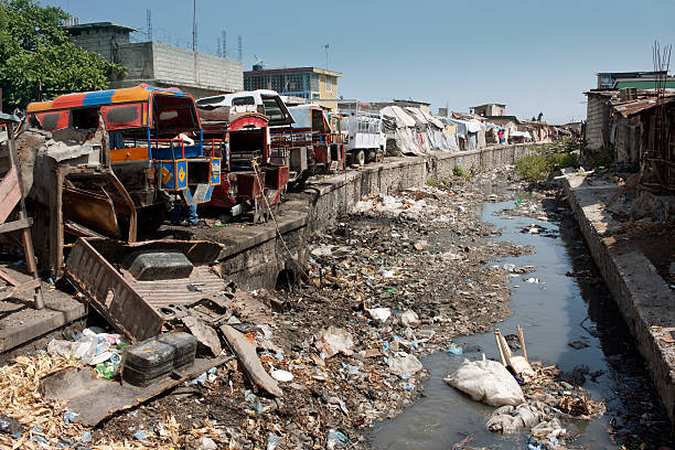 Polluted area in Haiti stock photo
