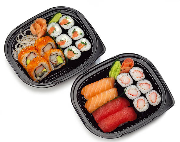 sushi to go - sushi sashimi salmon tuna foto e immagini stock