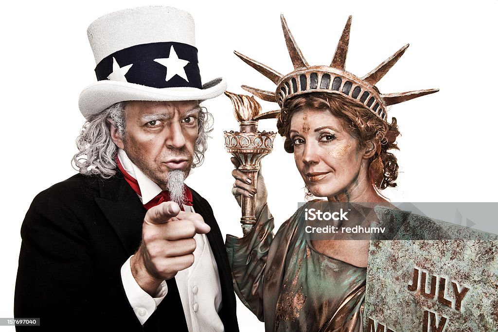 Patriotic Wuj Sam i Lady Liberty chcesz! - Zbiór zdjęć royalty-free (Uncle Sam)