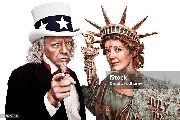 Patriotic Wuj Sam I Lady Liberty Chcesz - zdjęcia stockowe i więcej obrazów Uncle Sam - Uncle Sam, Jedna osoba, Pożądanie