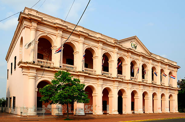 Managua, Nicaragua - June 13, 2017: President house in Managua on central square in sunny clear day